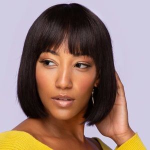 EDGY EDNA - STRAIGHT TOP LACE SHORT BOB WITH BANGS DARK BROWN WIG